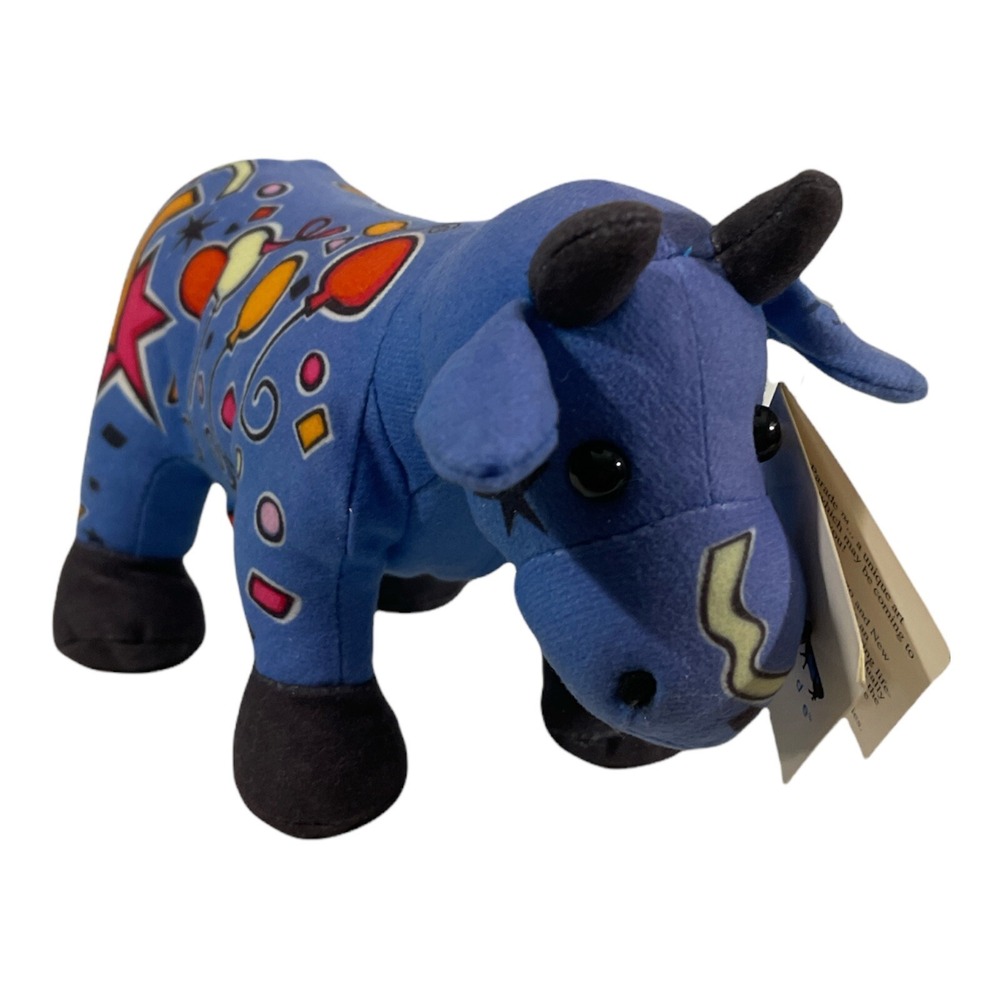 2001 Cow Parade 8" Cow Party Cow #7502 Plush with Tag Westland Giftware Toy